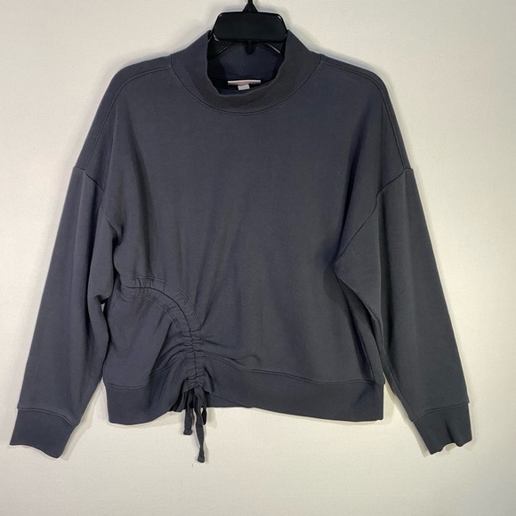 Knox Rose Ruched Side Tie Mock Neck Sweatshirt Womens medium dark Gray - Picture 1 of 5